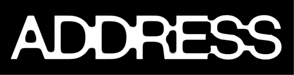 White 'ADDRESS' logo on a black background
